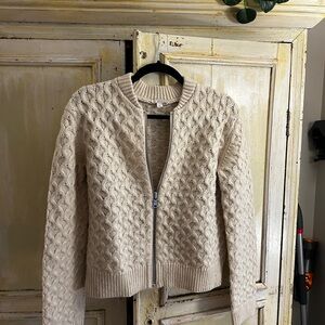 GAP Cream Cable Zip-Front Women's Cardigan